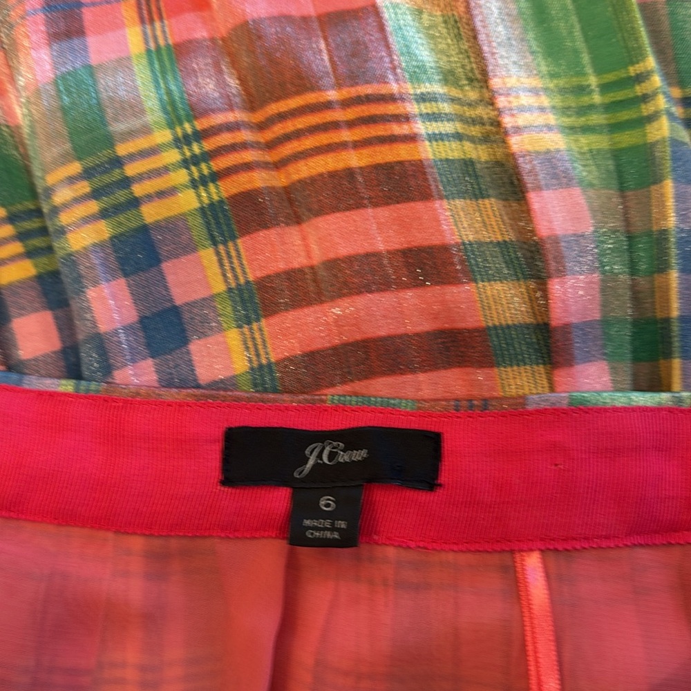 J Crew Colorful Shimmery Plaid Midi Skirt - size 6 - Picture 2 of 7